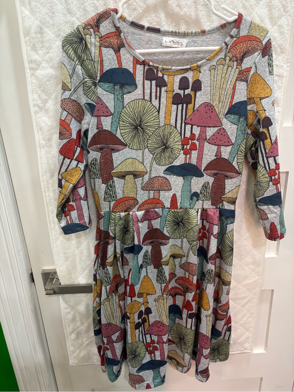 LA Soul gray mushroom print sweater dress